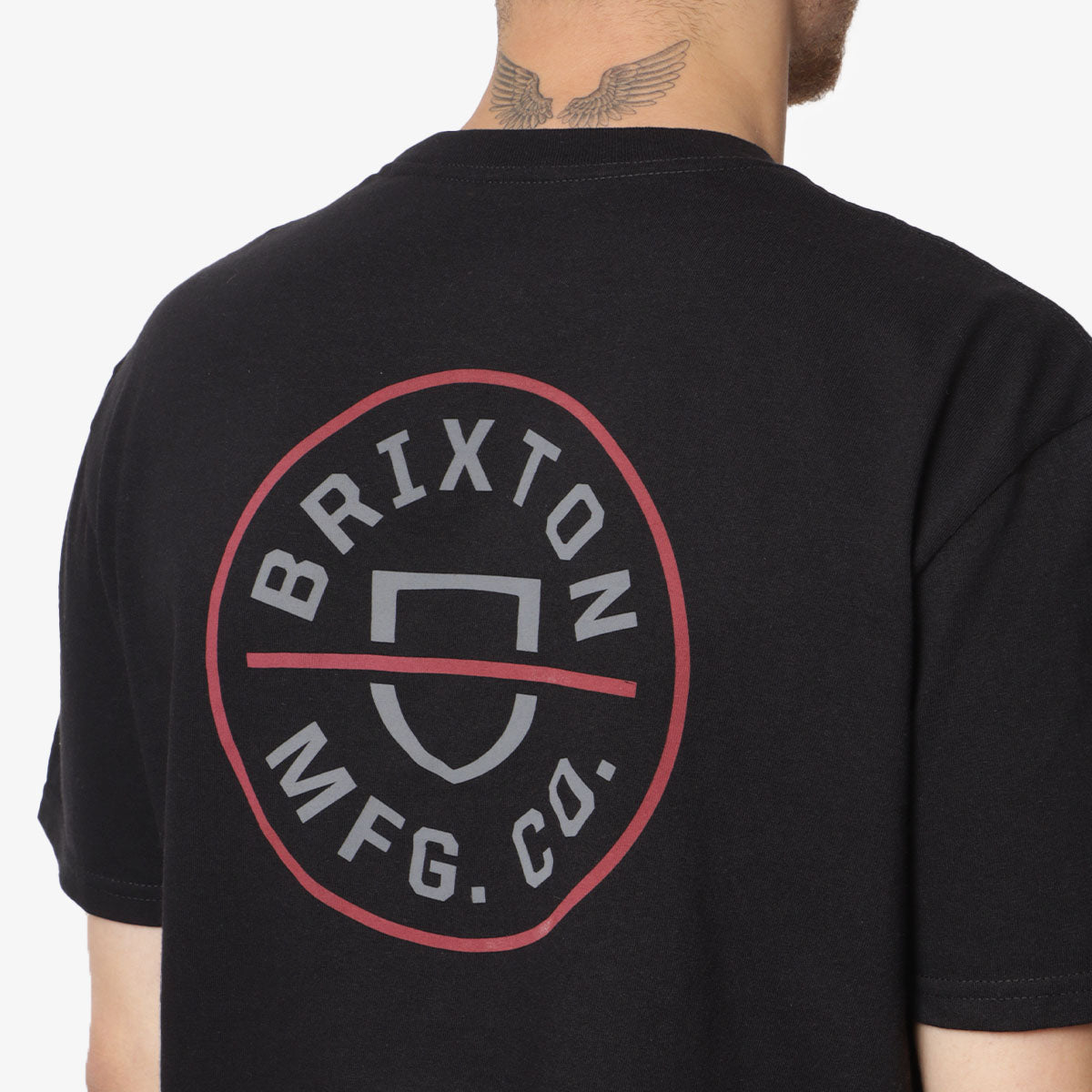 Brixton Crest II T-Shirt, Black Charcoal Mahogany, Detail Shot 4