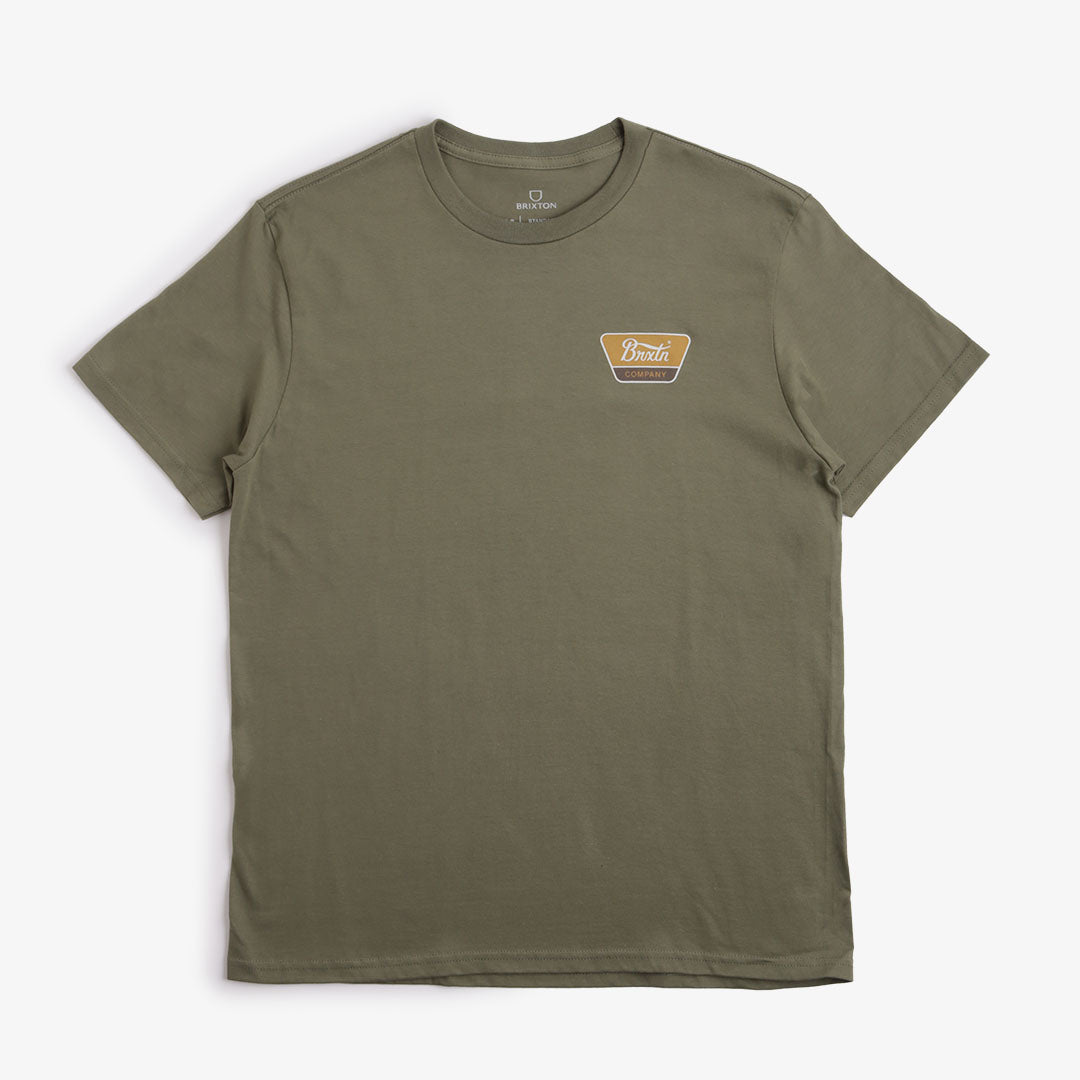 main Brixton Linwood T-Shirt, Olive Surplus Golden Brown Beige, Detail Shot 2