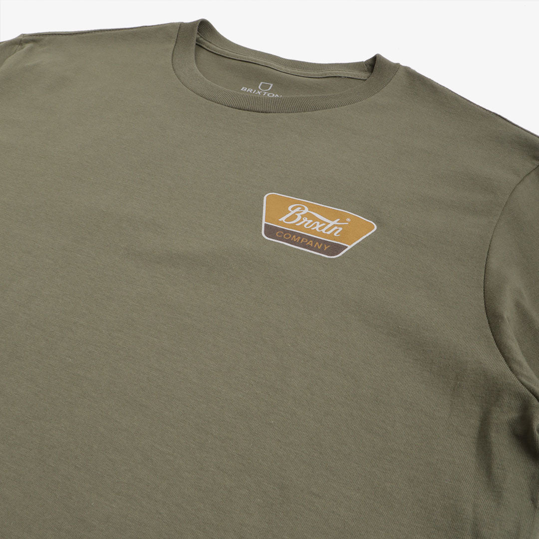 main Brixton Linwood T-Shirt, Olive Surplus Golden Brown Beige, Detail Shot 3