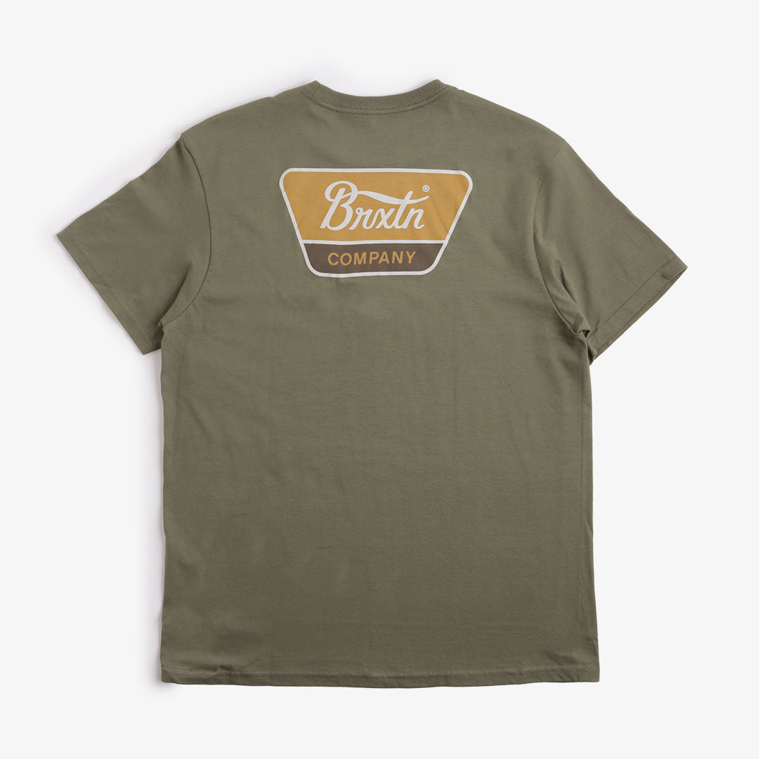 main Brixton Linwood T-Shirt, Olive Surplus Golden Brown Beige, Detail Shot 1