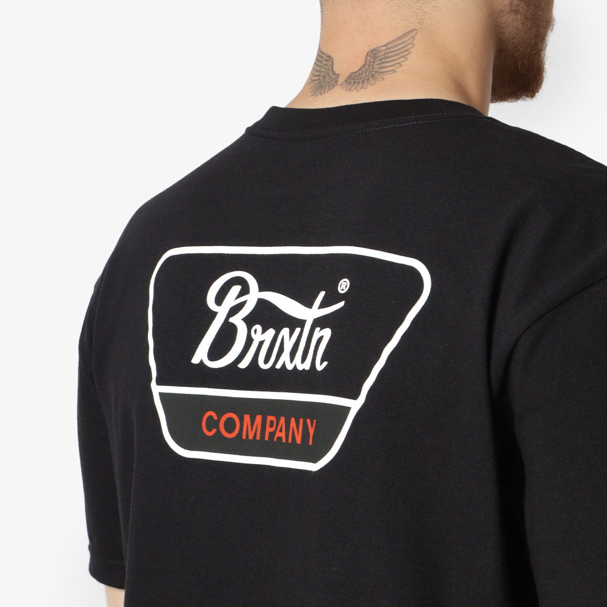 Brixton Linwood T-Shirt, Black Orange White, Detail Shot 4