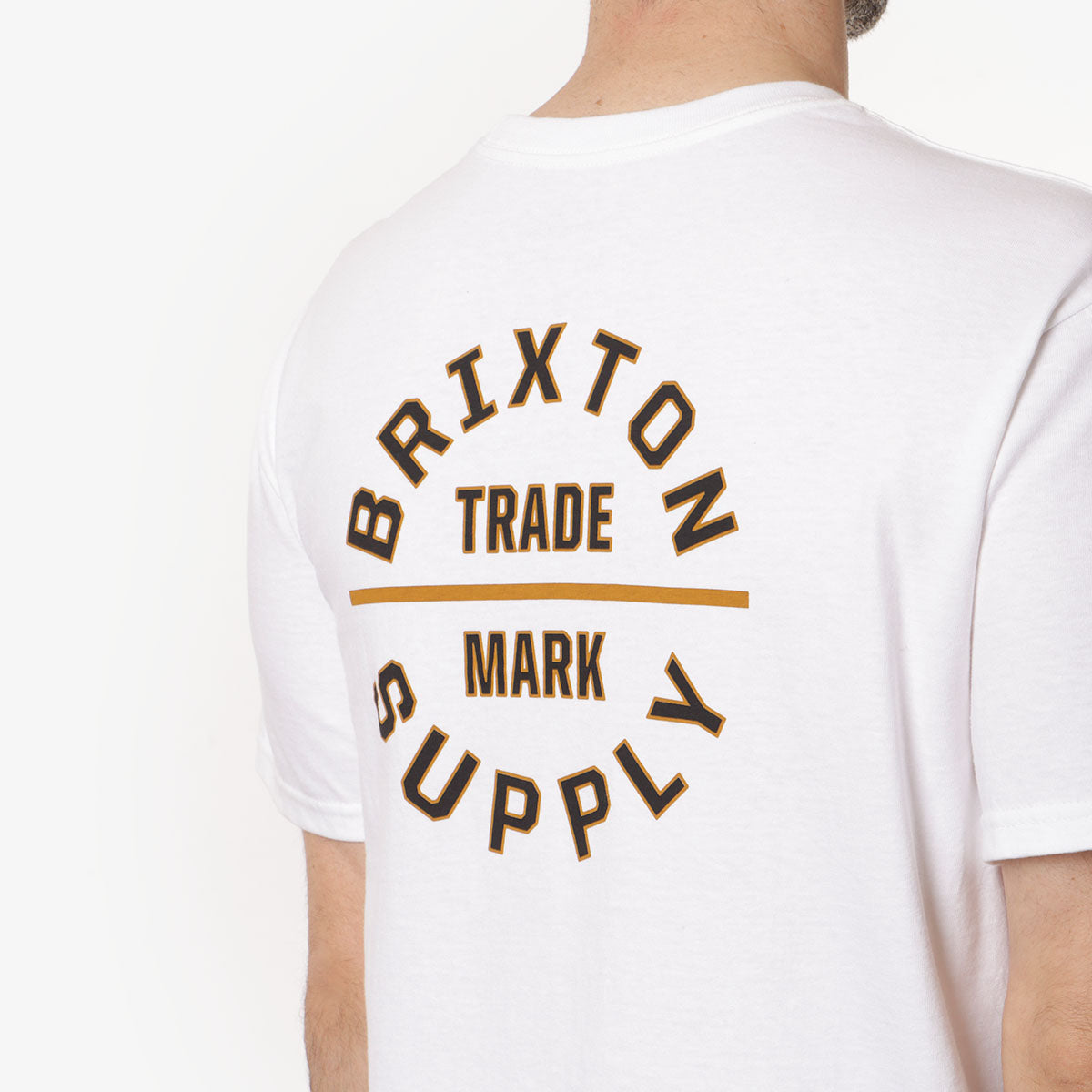 Brixton Oath V T-Shirt, White Washed Black Gold, Detail Shot 4