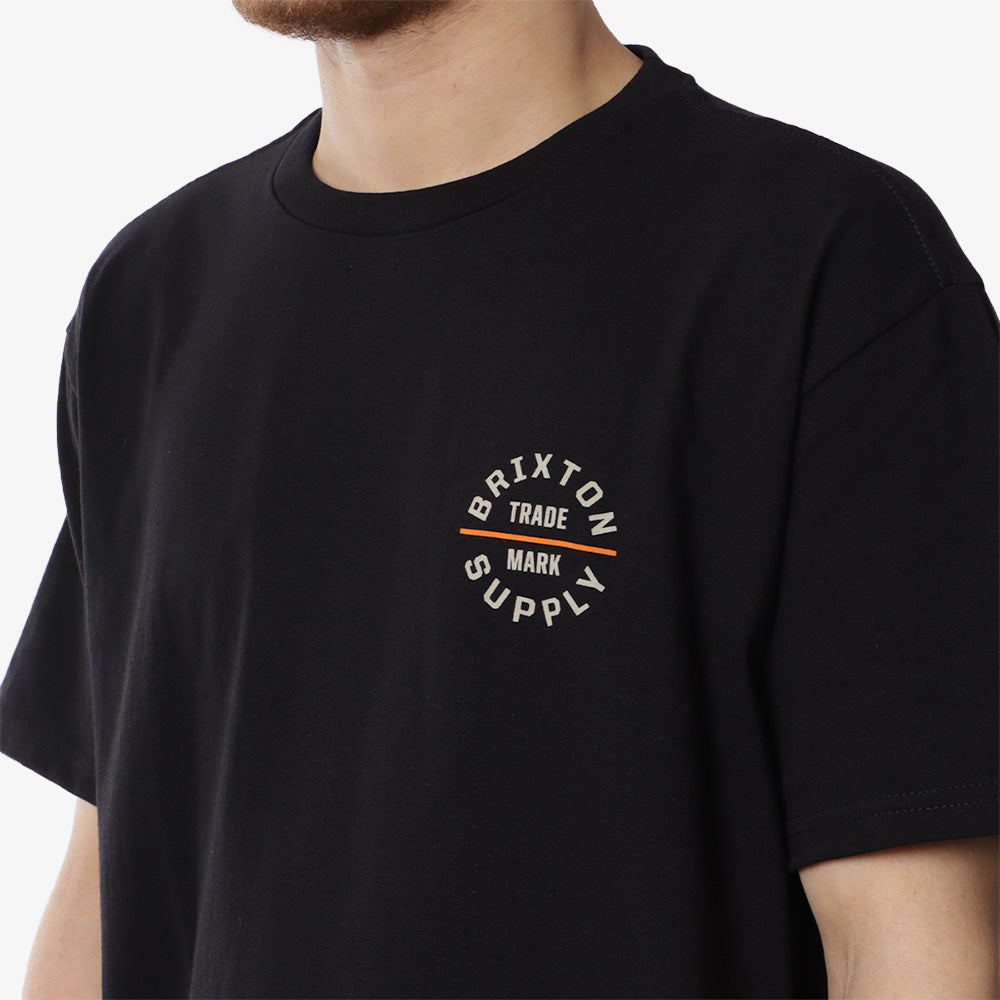 Brixton Oath V T-Shirt, Black/Whitecap/Persimmon Orange, Detail Shot 3