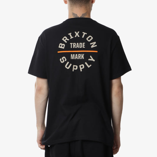 Brixton Oath V T-Shirt, Black/Whitecap/Persimmon Orange, Detail Shot 1