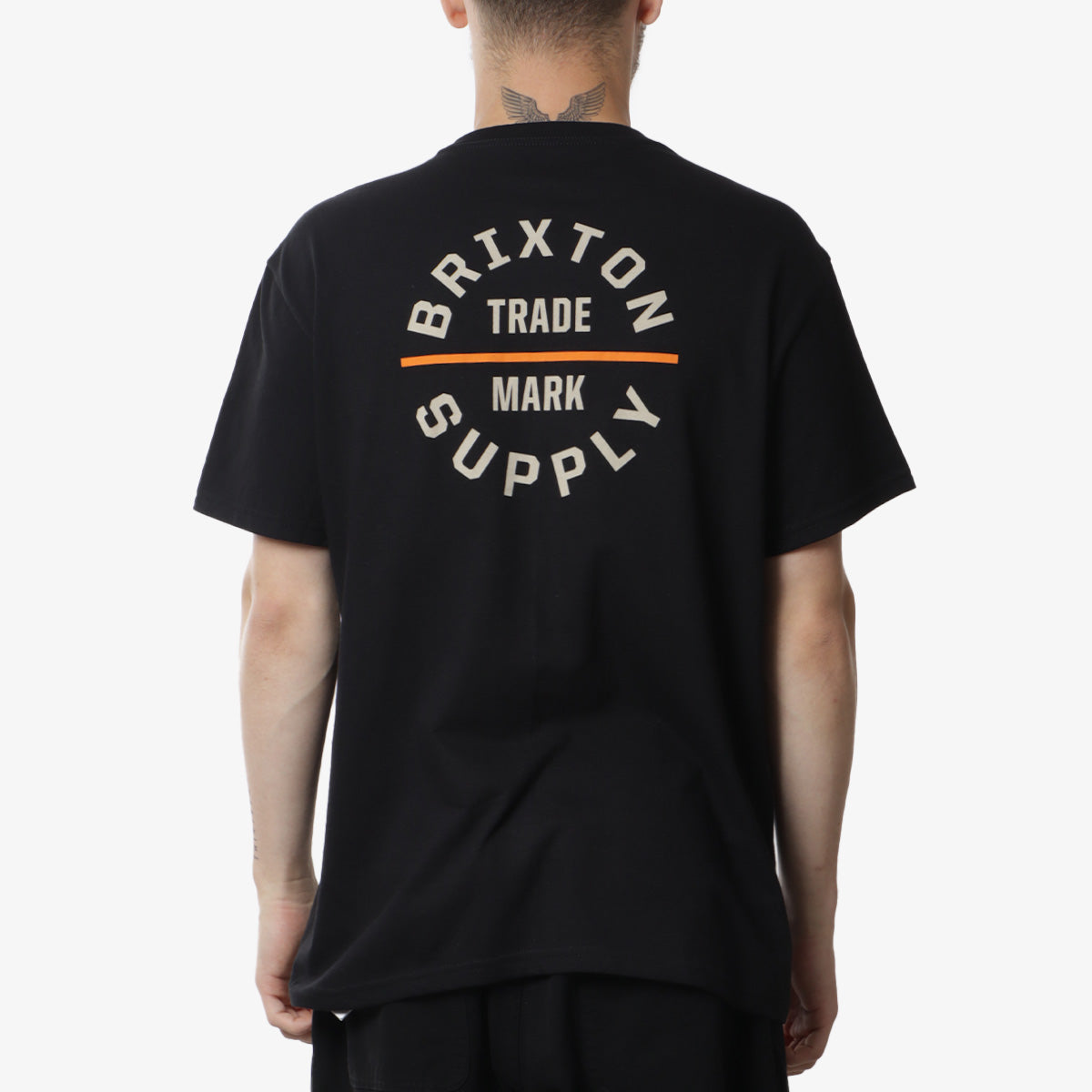 main Brixton Oath V T-Shirt, Black/Whitecap/Persimmon Orange, Detail Shot 1