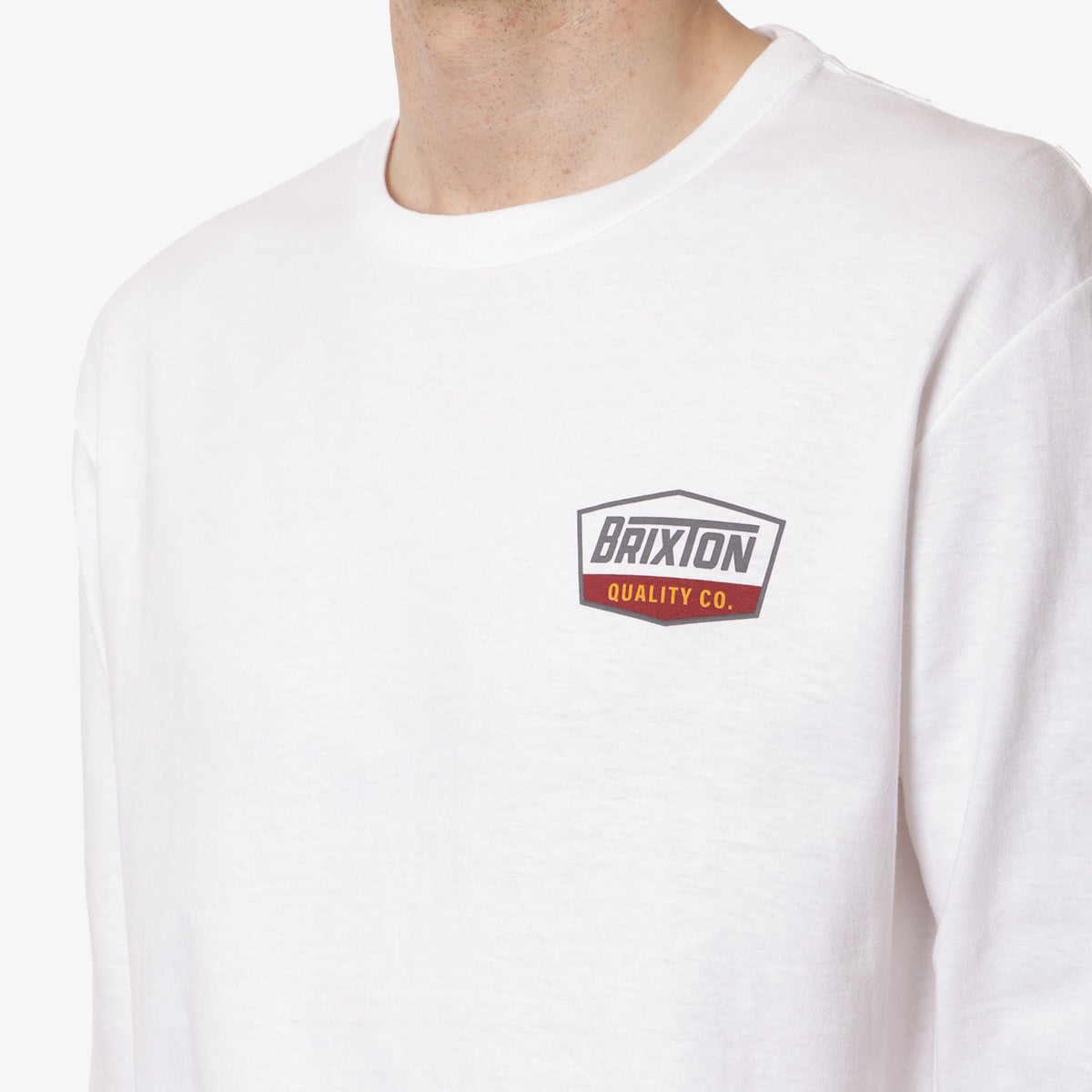 Brixton Regal Long Sleeve T-Shirt, White Charcoal Mahogany, Detail Shot 3