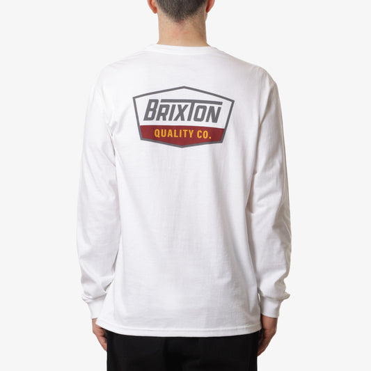 Brixton Regal Long Sleeve T-Shirt, White Charcoal Mahogany, Detail Shot 1