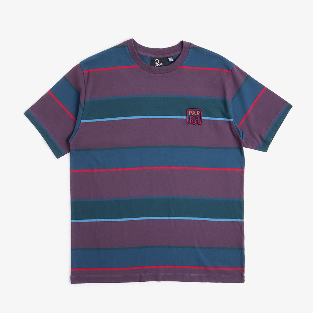 By Parra Fast Food Logo Striped T-Shirt - Aubergine – Urban Industry