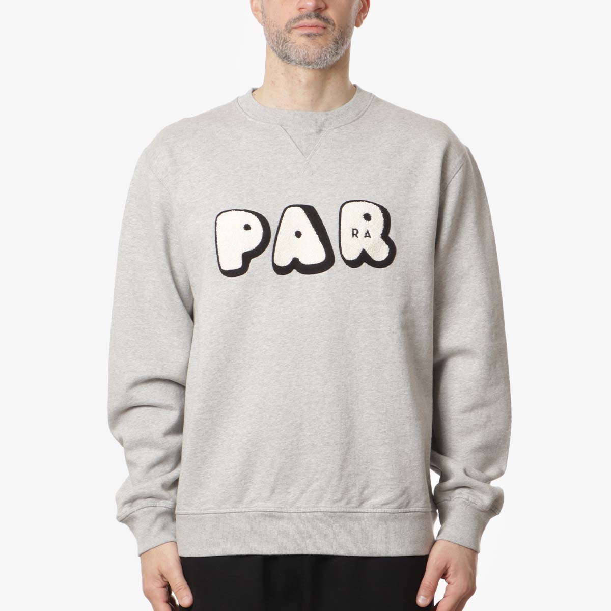 main By Parra Rounded PAR Crew Neck Sweatshirt, Heather Grey, Detail Shot 1