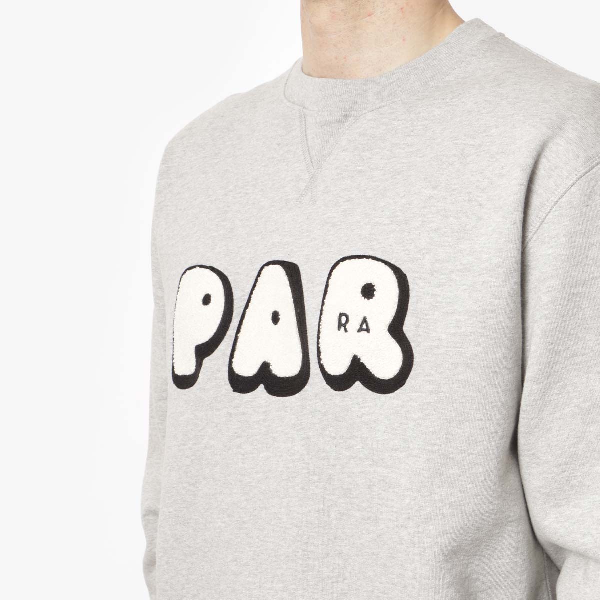 main By Parra Rounded PAR Crew Neck Sweatshirt, Heather Grey, Detail Shot 2