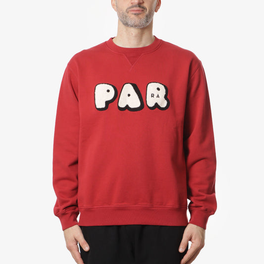 By Parra Rounded PAR Crew Neck Sweatshirt, Ruby Red, Detail Shot 1