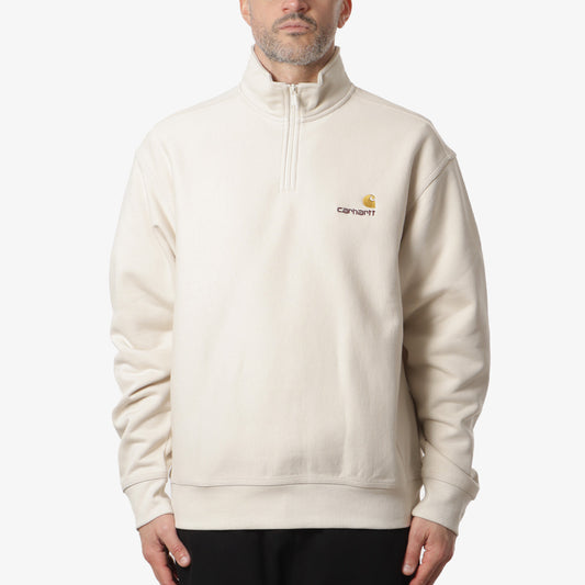 Carhartt WIP American Script Half Zip Sweatshirt, Moonbeam, Detail Shot 1