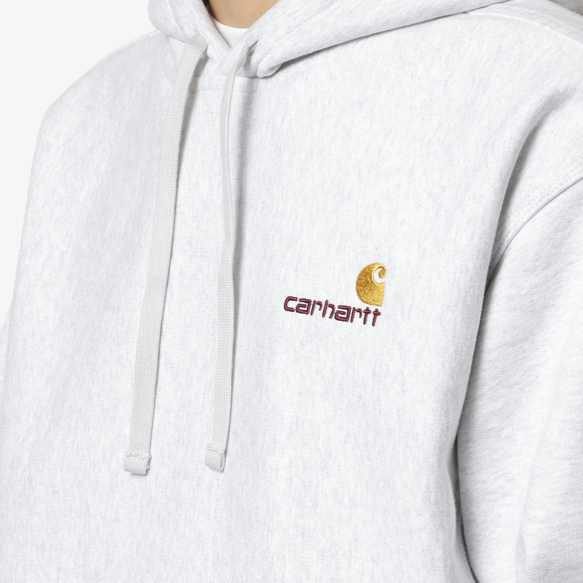 main Carhartt WIP American Script Pullover Hoodie, Ash Heather, Detail Shot 4