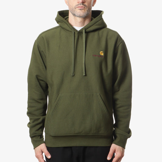 Carhartt WIP American Script Pullover Hoodie, Tarragon, Detail Shot 1