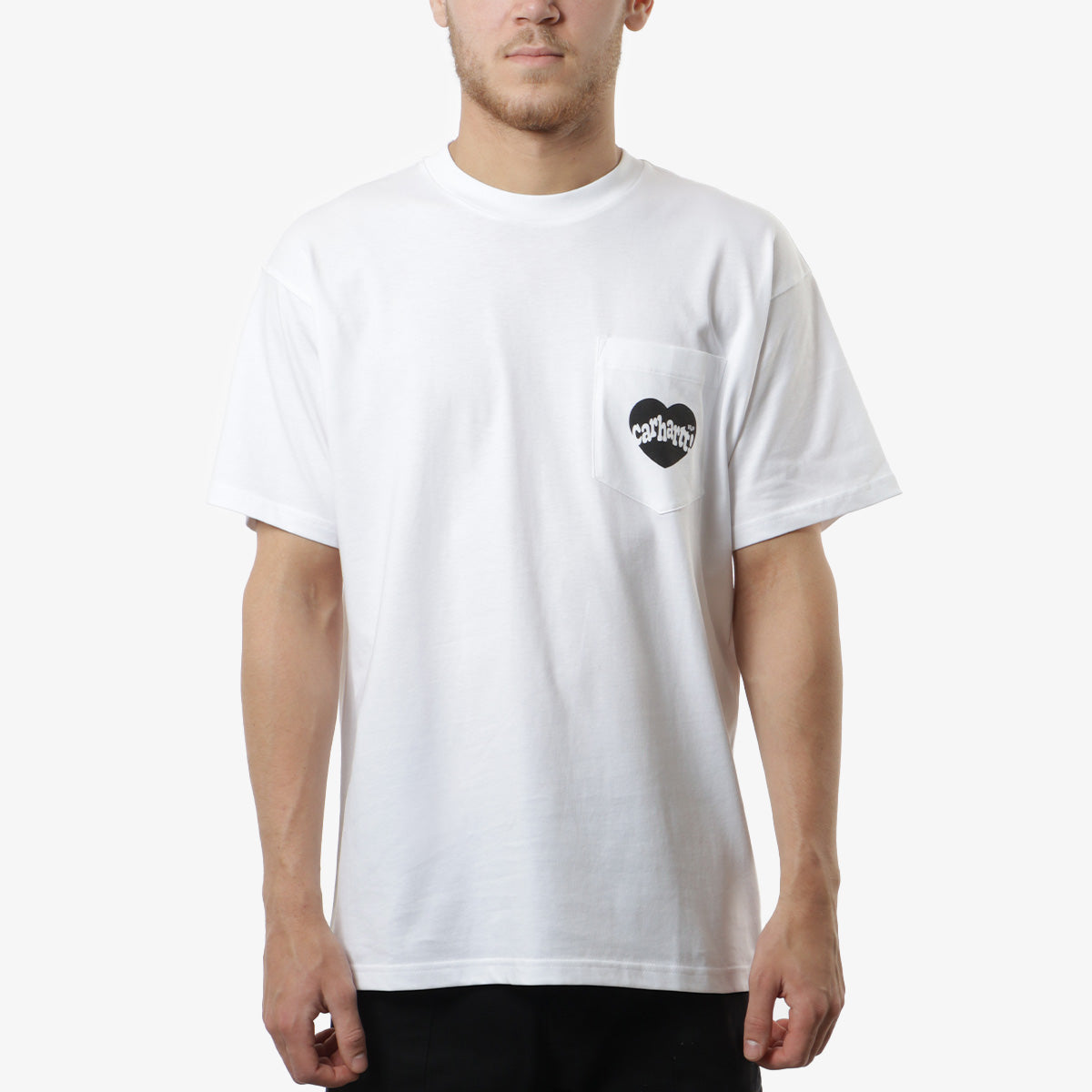 main Carhartt WIP Amour Pocket T-Shirt, White/Black, Detail Shot 1