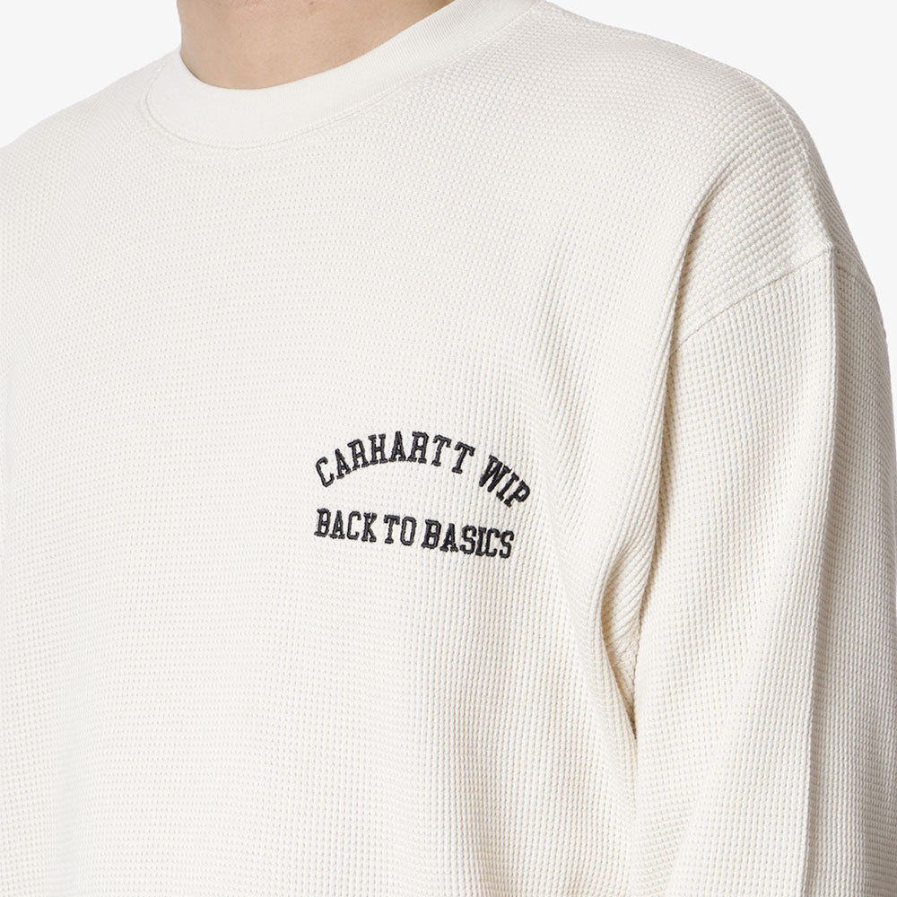 Carhartt WIP Basics Script Long Sleeve T-Shirt, Natural Black, Detail Shot 2