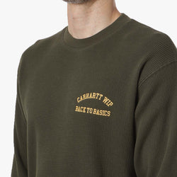 thumbnail Carhartt WIP Basics Script Long Sleeve T-Shirt, Office Green Winter Spice, Detail Shot 2