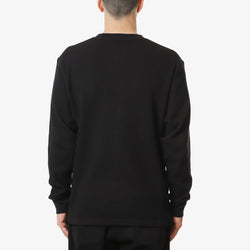 thumbnail Carhartt WIP Basics Script Waffle Long Sleeve T-Shirt, Black White, Detail Shot 3