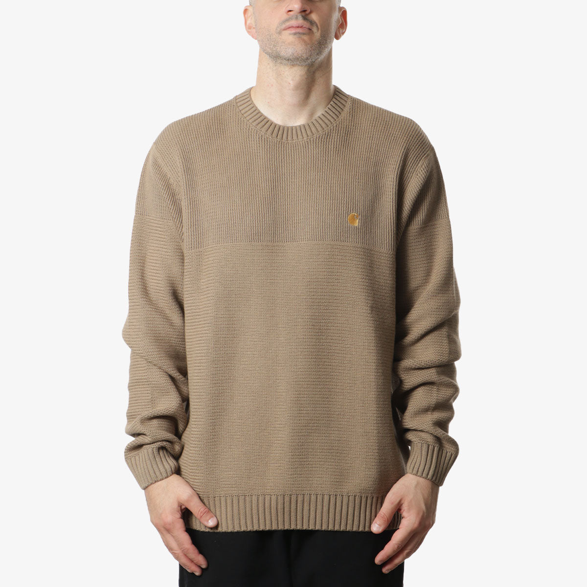 Carhartt WIP Chane Sweater, Leather Gold, Detail Shot 1