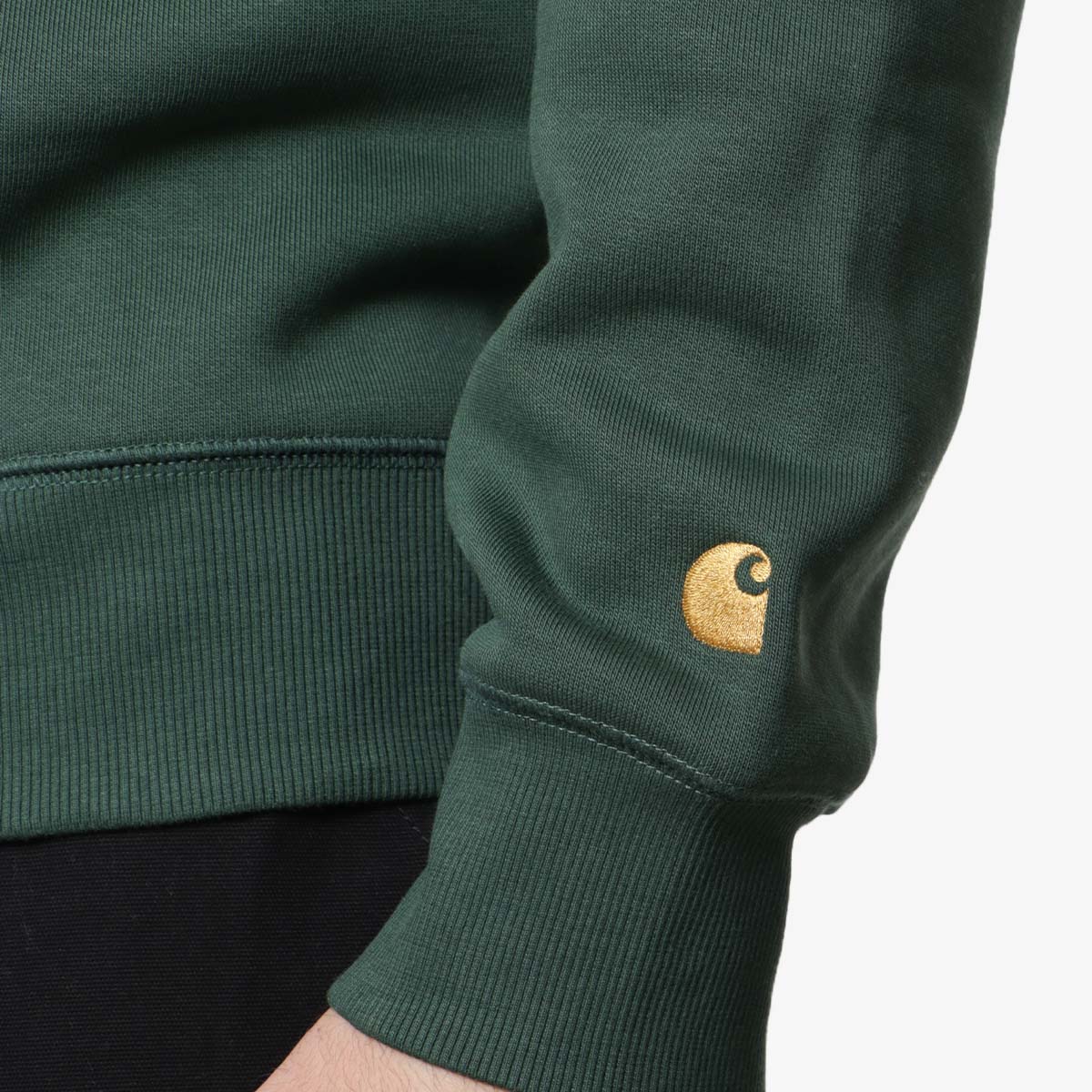 Carhartt WIP Chase Crewneck Sweatshirt, Sycamore Tree Gold, Detail Shot 3