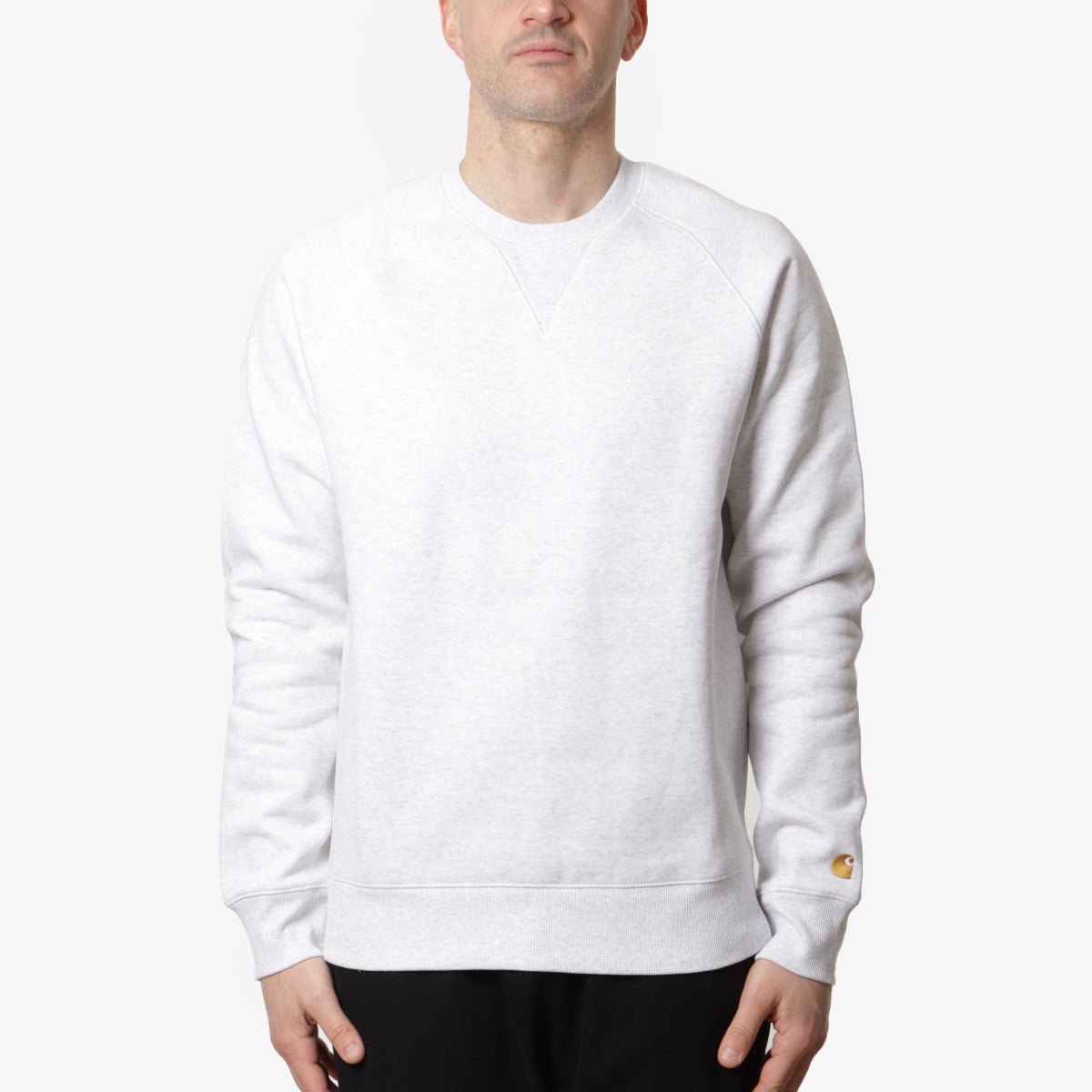 Carhartt WIP Chase Crewneck Sweatshirt, Ash Heather Gold, Detail Shot 1