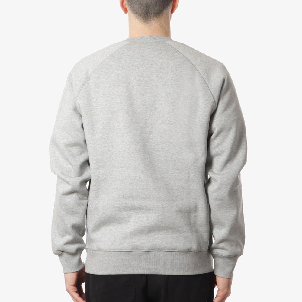 Carhartt WIP Chase Crewneck Sweatshirt, Grey Heather Gold, Detail Shot 4