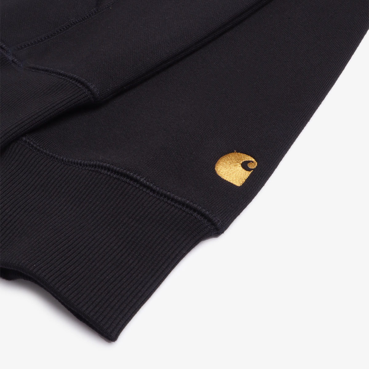 main Carhartt WIP Chase Full Zip Hoodie, Black/Gold, Detail Shot 6