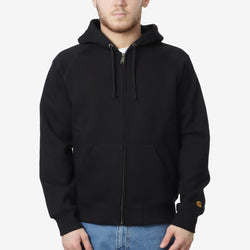 thumbnail Carhartt WIP Chase Full Zip Hoodie, Black/Gold, Detail Shot 1