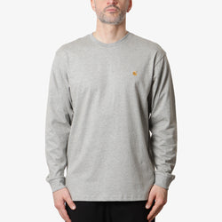 thumbnail Carhartt WIP Chase Long Sleeve T-Shirt, Grey Heather Gold, Detail Shot 1