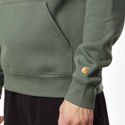 thumbnail Carhartt WIP Chase Pullover Hoodie, Duck Green/Gold, Detail Shot 2