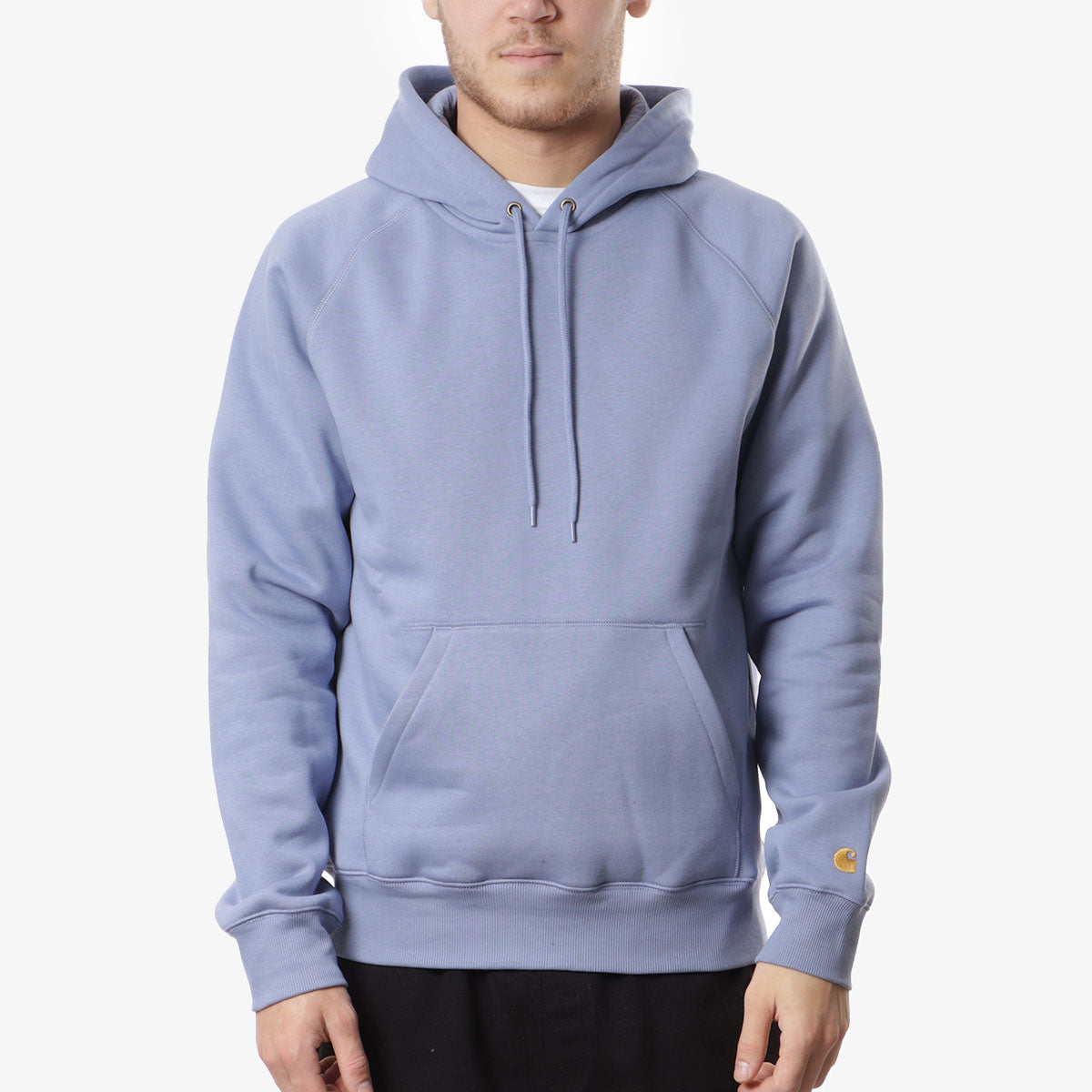 main Carhartt WIP Chase Pullover Hoodie, Charm Blue/Gold, Detail Shot 1