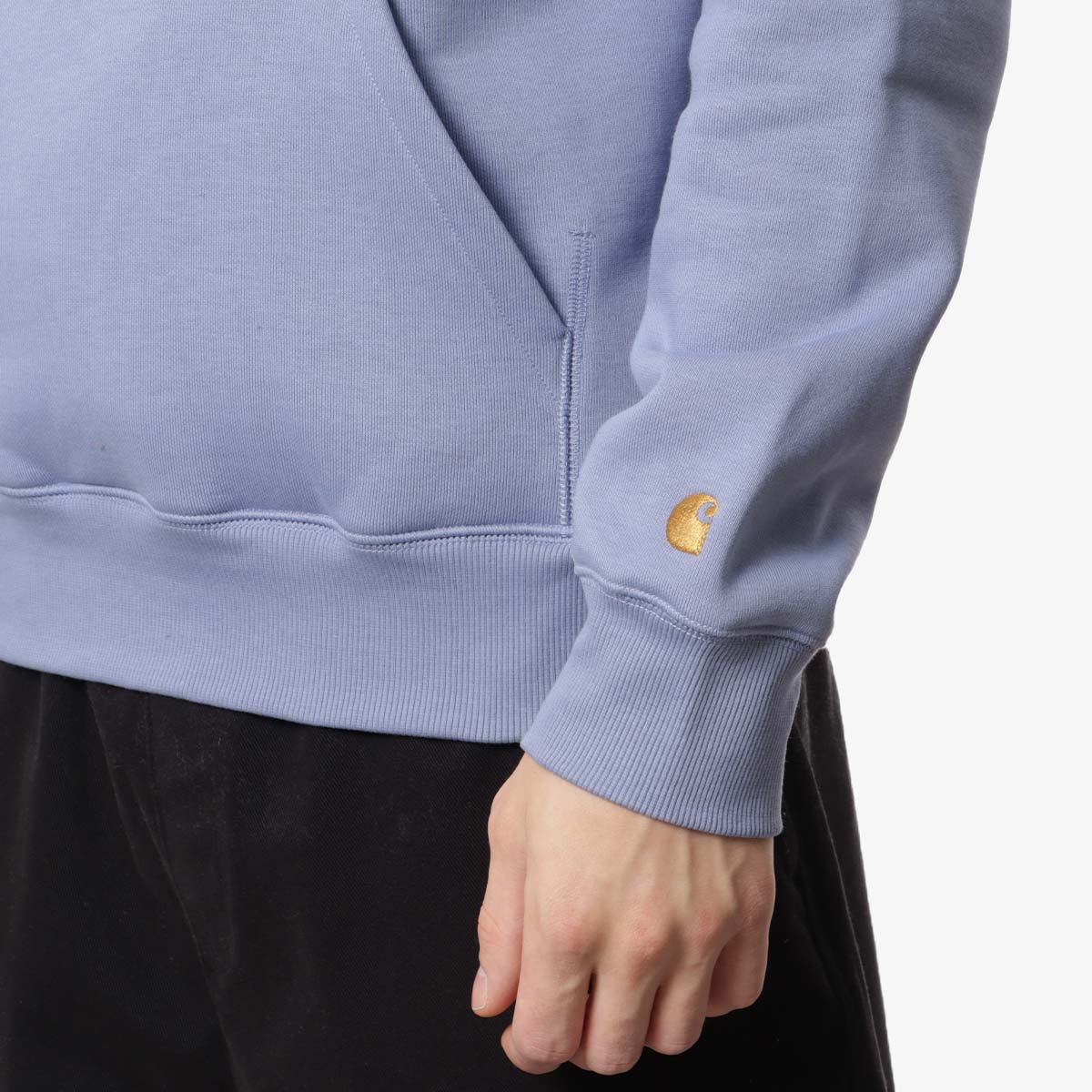 Carhartt WIP Chase Pullover Hoodie, Charm Blue/Gold, Detail Shot 3