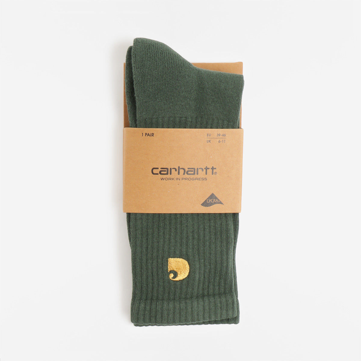 Carhartt WIP Chase Socks, Sycamore Tree Gold, Detail Shot 2