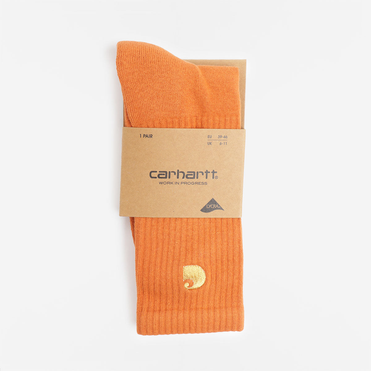 Carhartt WIP Chase Socks, Tumeric Gold, Detail Shot 2