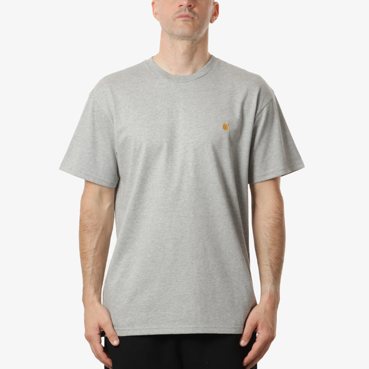 main Carhartt WIP Chase T-Shirt, Grey Heather Gold, Detail Shot 1