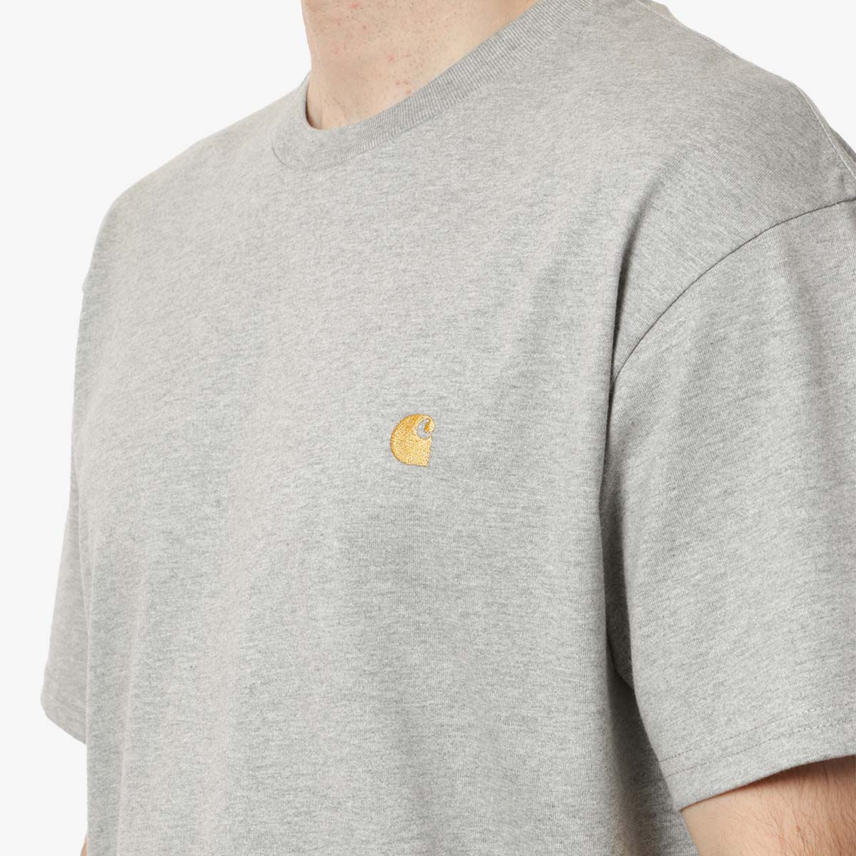 main Carhartt WIP Chase T-Shirt, Grey Heather Gold, Detail Shot 2