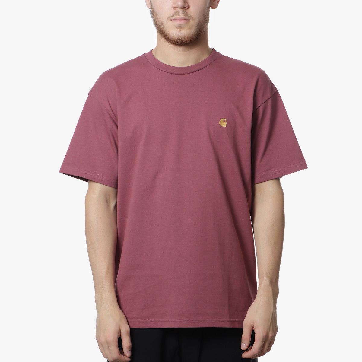 Carhartt WIP Chase T-Shirt, Dusty Fuchsia Gold, Detail Shot 1