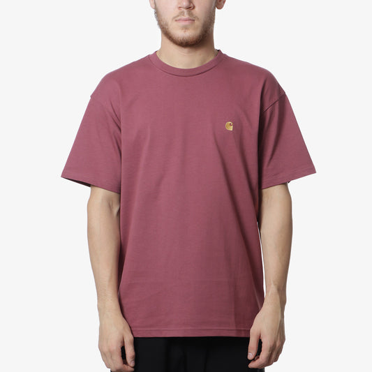 Carhartt WIP Chase T-Shirt, Dusty Fuchsia Gold, Detail Shot 1