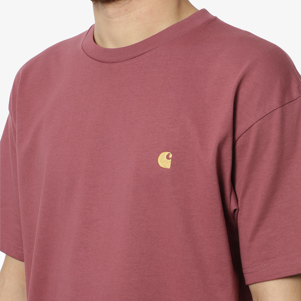 Carhartt WIP Chase T-Shirt, Dusty Fuchsia Gold, Detail Shot 2