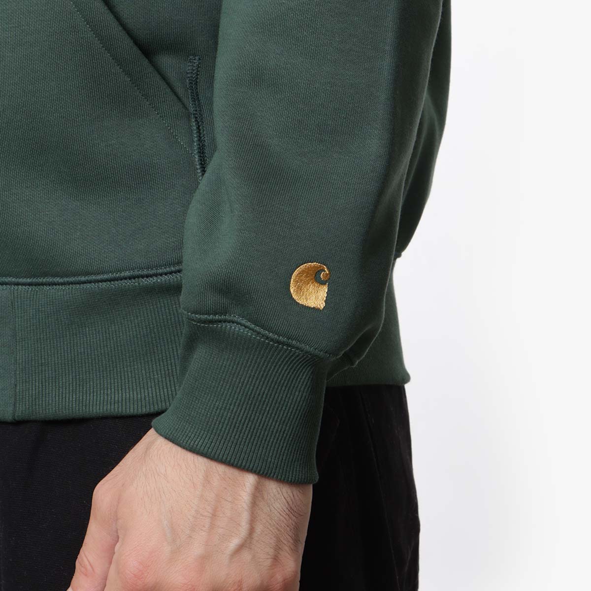 Carhartt WIP Chase Zip Hoodie, Sycamore Tree Gold, Detail Shot 3