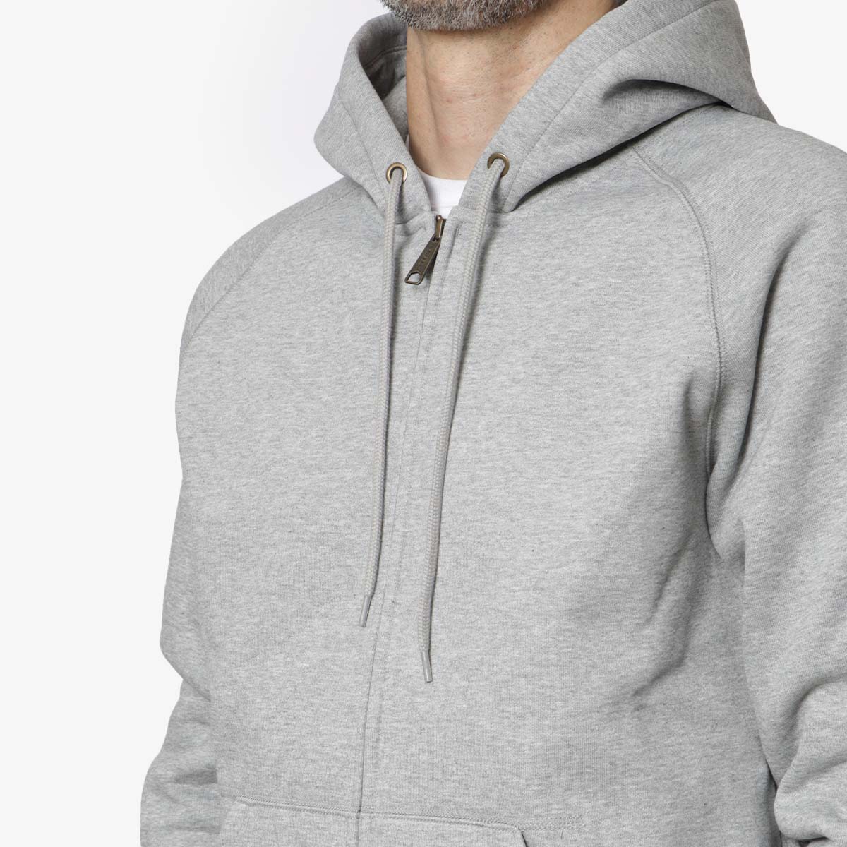 Carhartt WIP Chase Zip Hoodie, Grey Heather Gold, Detail Shot 2