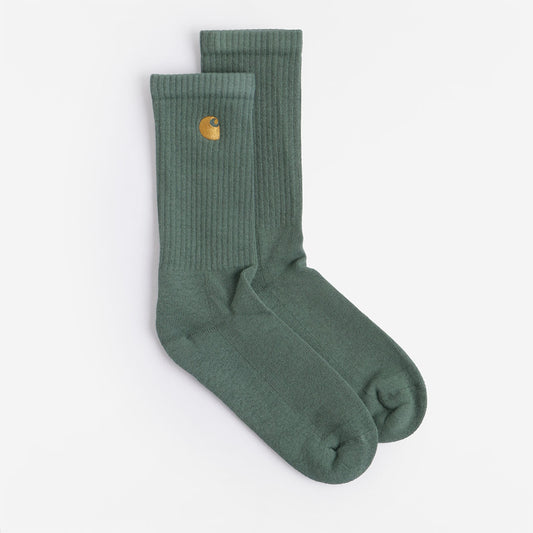 Carhartt WIP Chase Socks, Duck Green/Gold, Detail Shot 1