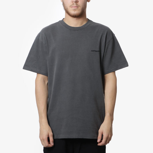 Carhartt WIP Duster Script T-Shirt, Black (Garment Dyed), Detail Shot 1