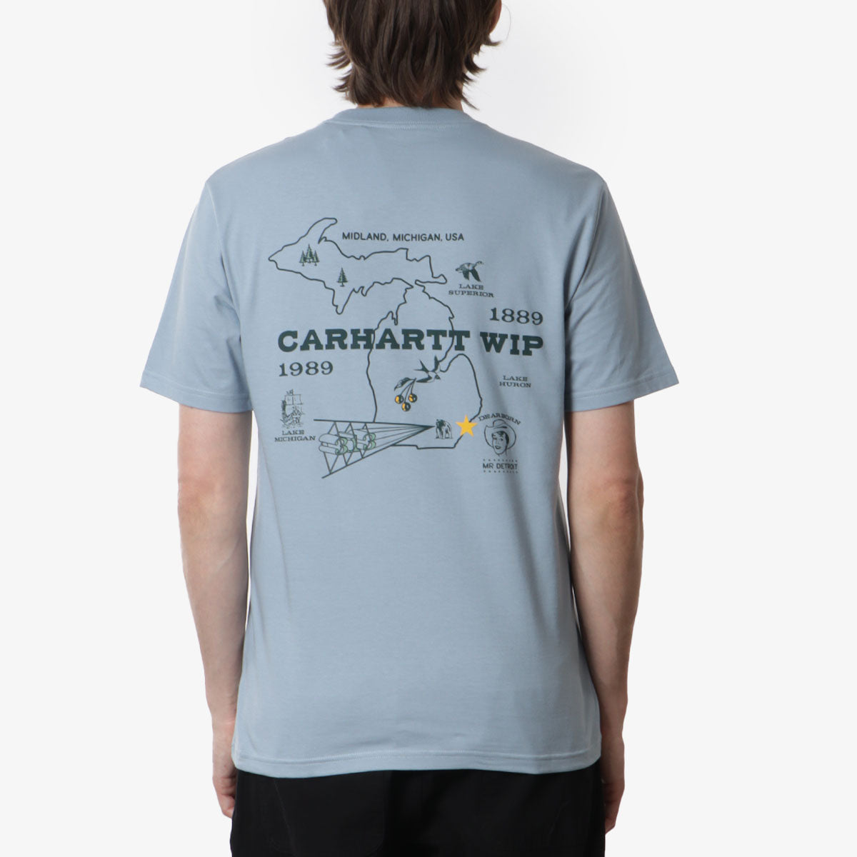 Carhartt WIP Home State T-Shirt, Dusty Ice, Detail Shot 1