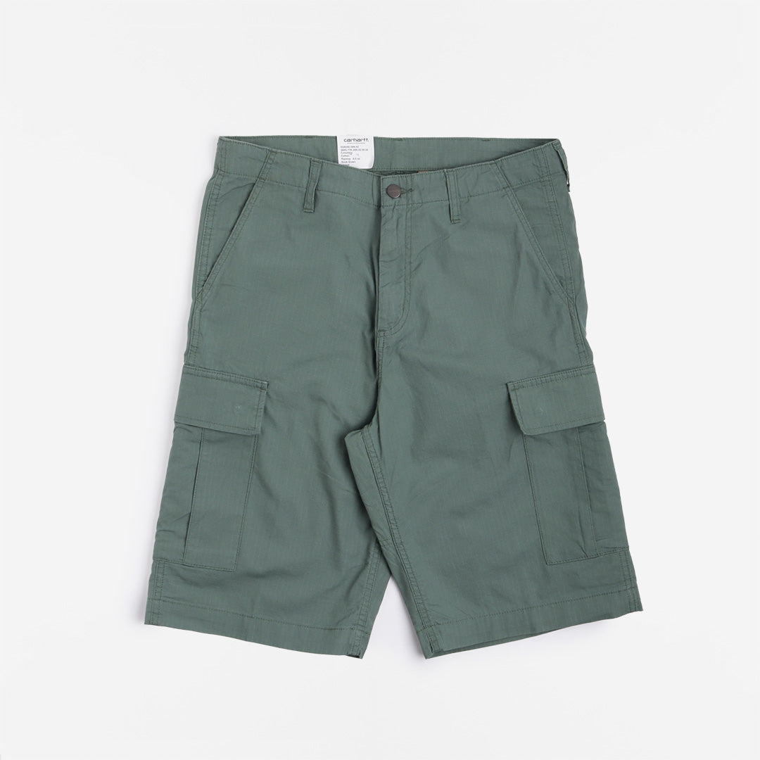 main Carhartt WIP Regular Cargo Shorts, Duck Green (Rinsed), Detail Shot 1