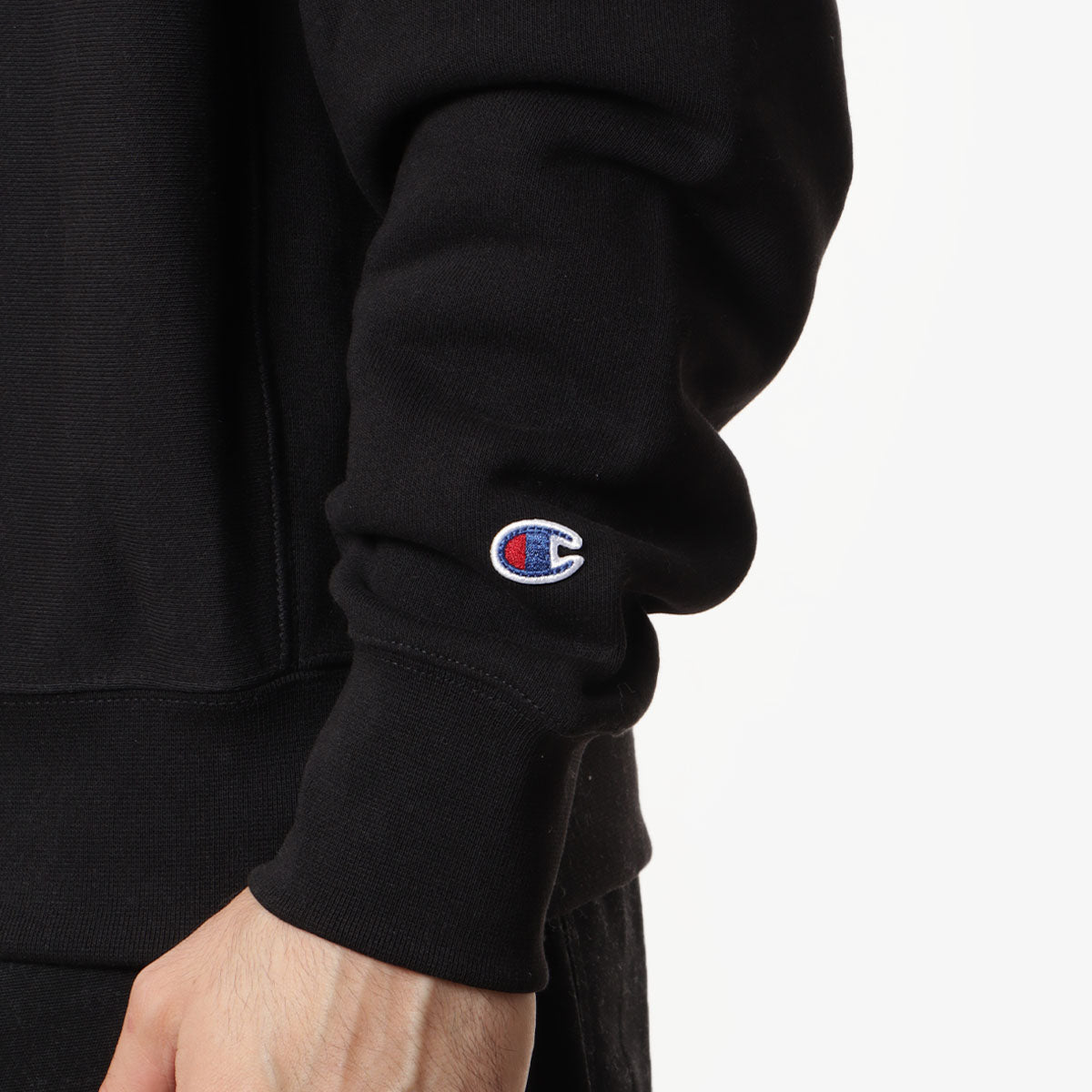 Champion Reverse Weave Crewneck Sweatshirt, Black, Detail Shot 3