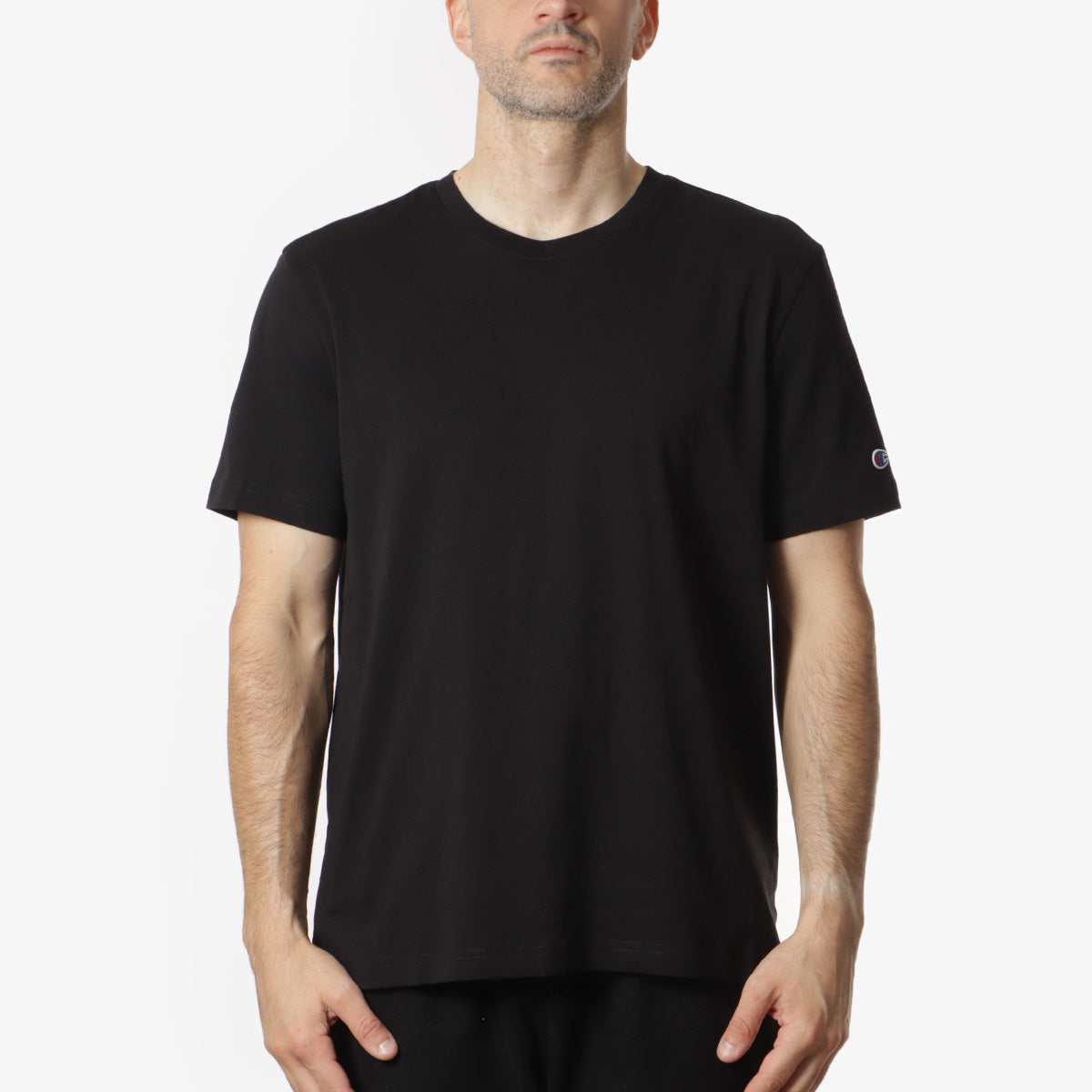 Champion Reverse Weave Crewneck T-Shirt, Black, Detail Shot 1