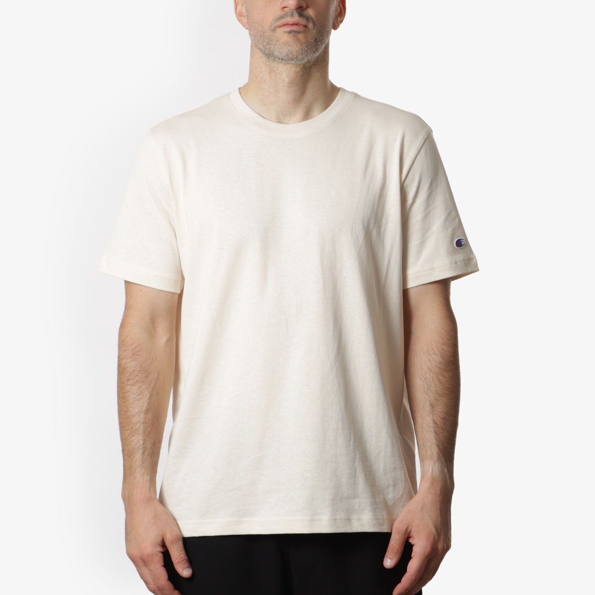 Champion Reverse Weave Crewneck T-Shirt, Cream, Detail Shot 1