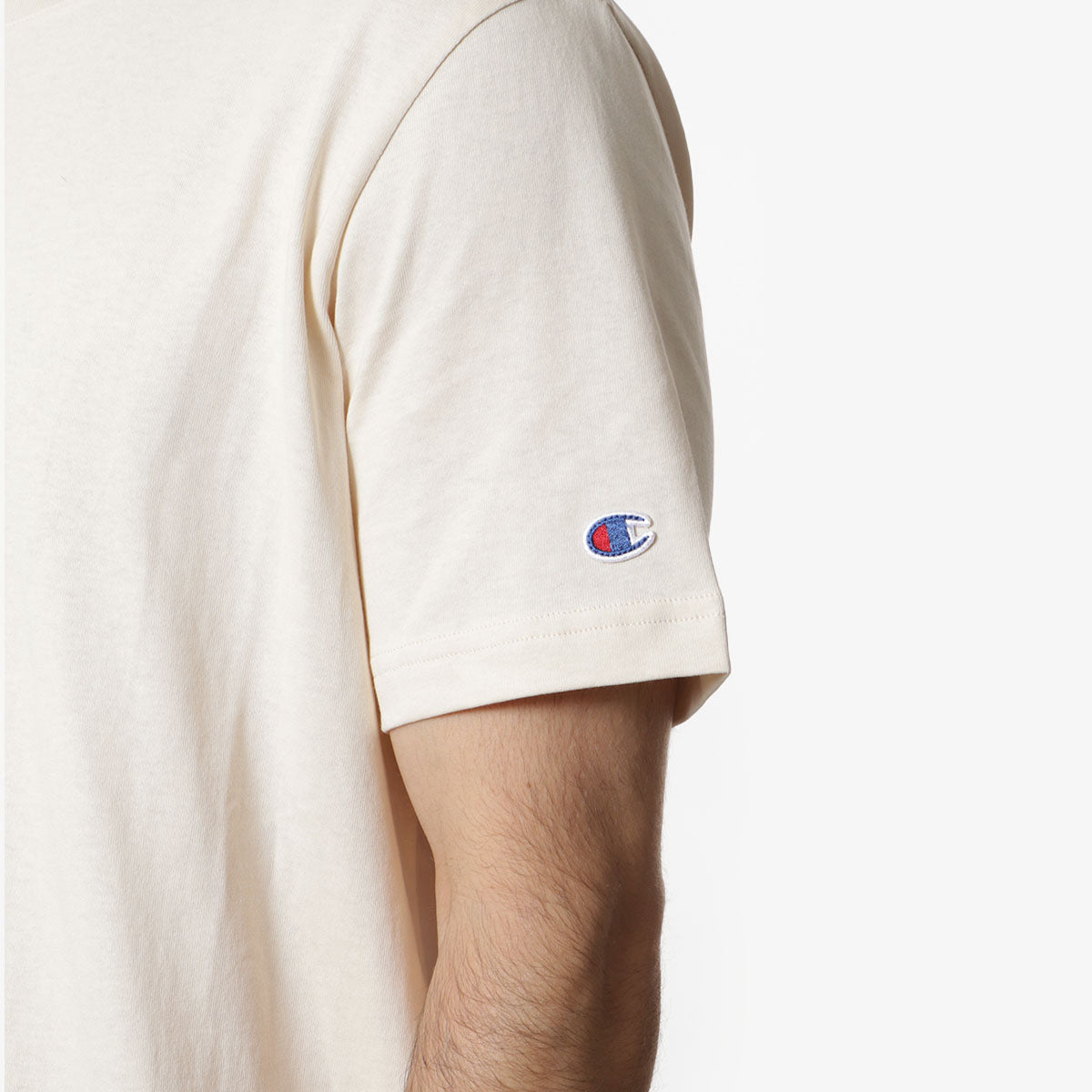 Champion Reverse Weave Crewneck T-Shirt, Cream, Detail Shot 2