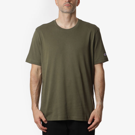 Champion Reverse Weave Crewneck T-Shirt, Dark Green, Detail Shot 1